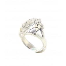 Tortoise Ring Band Silver 925 Sterling Hand Engraved Unisex Oxidized Gift D448